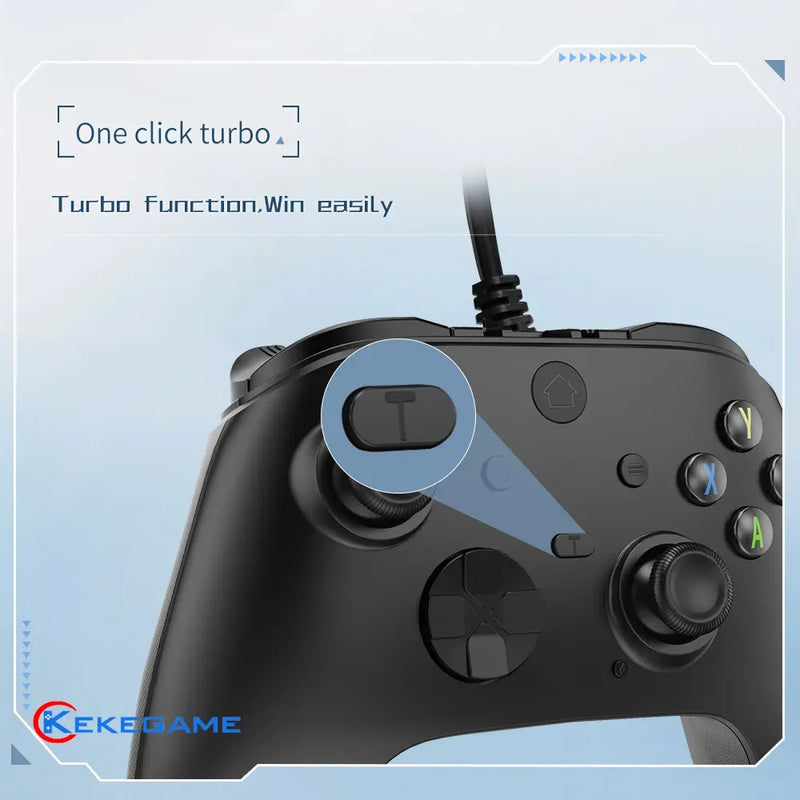 Controle de video-game com fio compatível PC/PS3/ Android TV-BOX joypad com gatilho dupla vibração teclas programáveis botão turbo