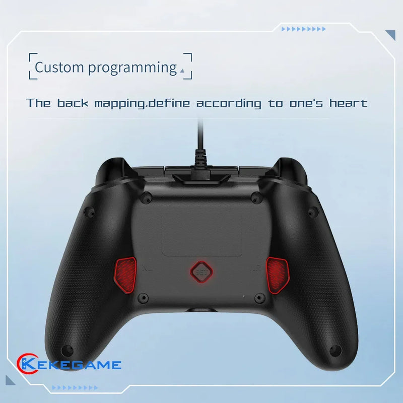 Controle de video-game com fio compatível PC/PS3/ Android TV-BOX joypad com gatilho dupla vibração teclas programáveis botão turbo