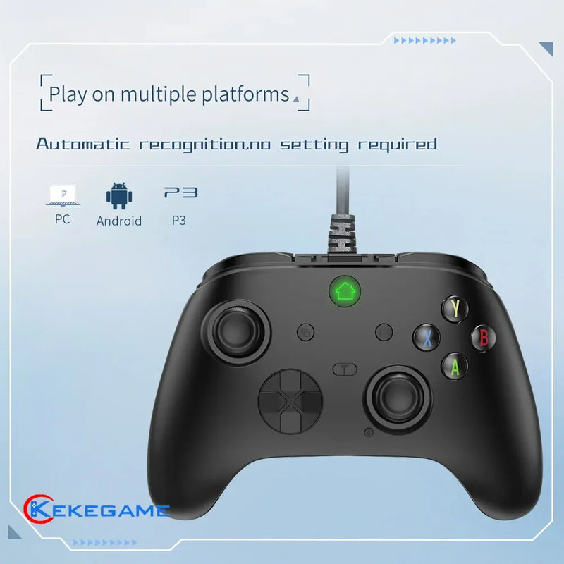 Controle de video-game com fio compatível PC/PS3/ Android TV-BOX joypad com gatilho dupla vibração teclas programáveis botão turbo